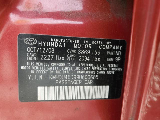 Photo 11 VIN: KMHDU46D99U600685 - HYUNDAI ELANTRA 