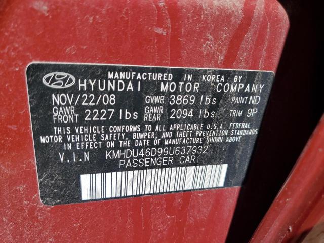 Photo 11 VIN: KMHDU46D99U637932 - HYUNDAI ELANTRA 