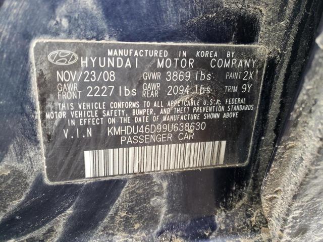 Photo 9 VIN: KMHDU46D99U638630 - HYUNDAI ELANTRA GL 