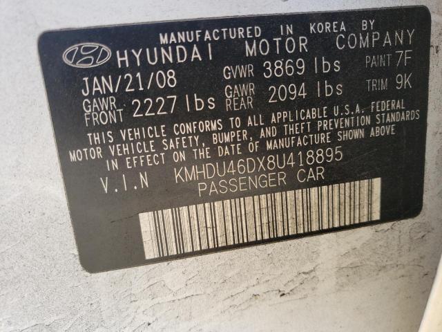 Photo 11 VIN: KMHDU46DX8U418895 - HYUNDAI ELANTRA GL 