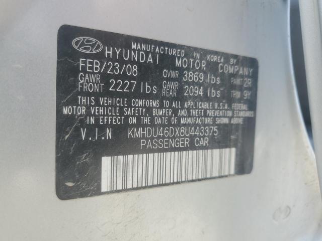 Photo 12 VIN: KMHDU46DX8U443375 - HYUNDAI ELANTRA 