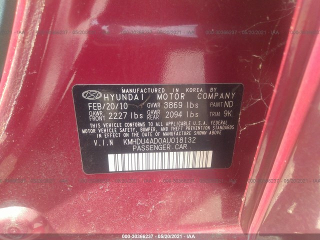 Photo 8 VIN: KMHDU4AD0AU018132 - HYUNDAI ELANTRA 