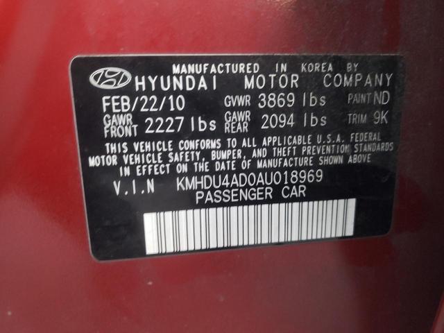 Photo 9 VIN: KMHDU4AD0AU018969 - HYUNDAI ELANTRA BL 