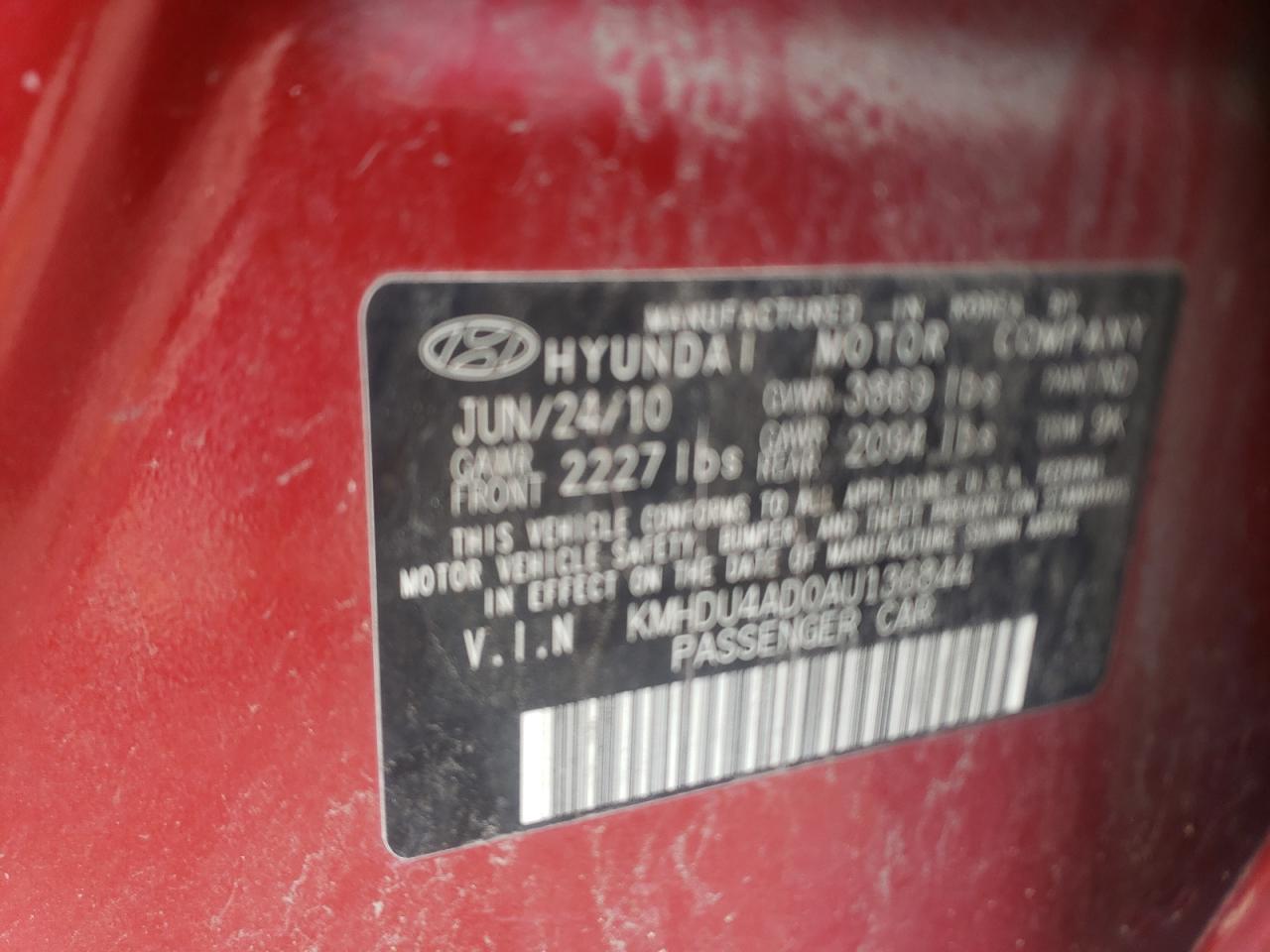 Photo 11 VIN: KMHDU4AD0AU136844 - HYUNDAI ELANTRA 