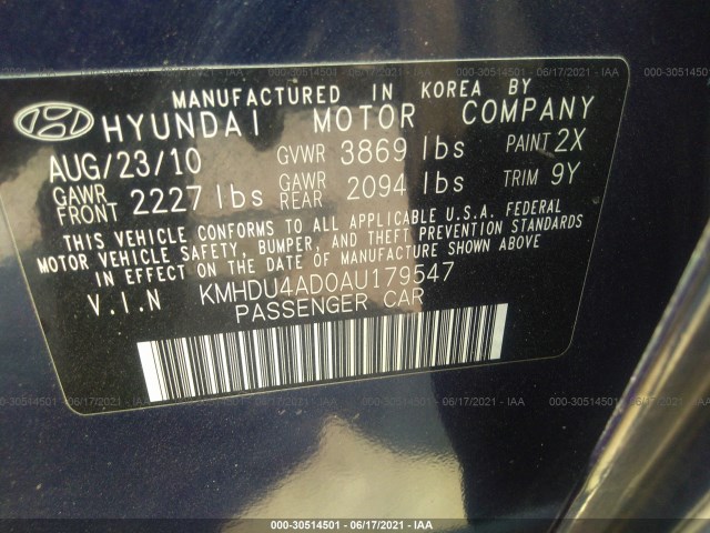 Photo 8 VIN: KMHDU4AD0AU179547 - HYUNDAI ELANTRA 