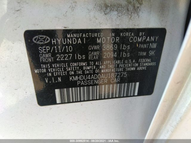 Photo 8 VIN: KMHDU4AD0AU187275 - HYUNDAI ELANTRA 