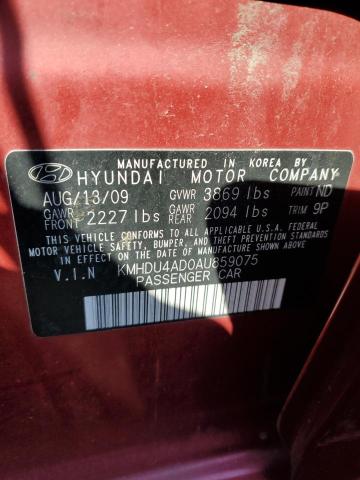 Photo 11 VIN: KMHDU4AD0AU859075 - HYUNDAI ELANTRA 