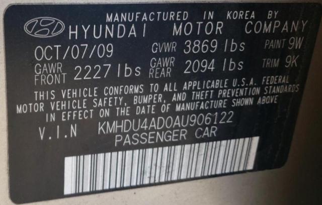 Photo 11 VIN: KMHDU4AD0AU906122 - HYUNDAI ELANTRA 