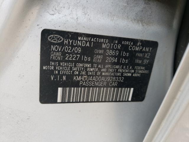 Photo 9 VIN: KMHDU4AD0AU928332 - HYUNDAI ELANTRA BL 