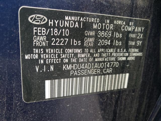 Photo 9 VIN: KMHDU4AD1AU014770 - HYUNDAI ELANTRA BL 