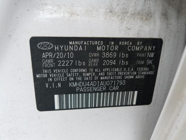 Photo 9 VIN: KMHDU4AD1AU071793 - HYUNDAI ELANTRA BL 