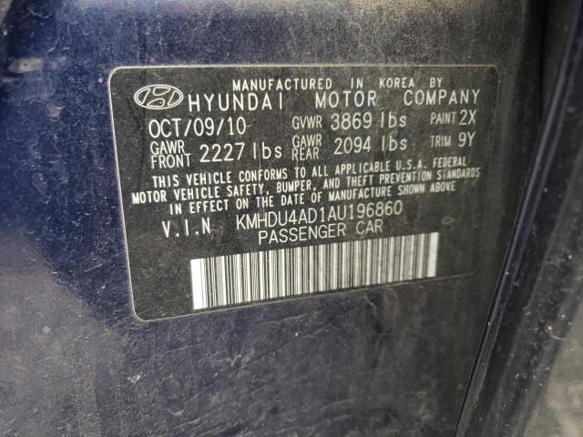 Photo 9 VIN: KMHDU4AD1AU196860 - HYUNDAI ELANTRA BL 