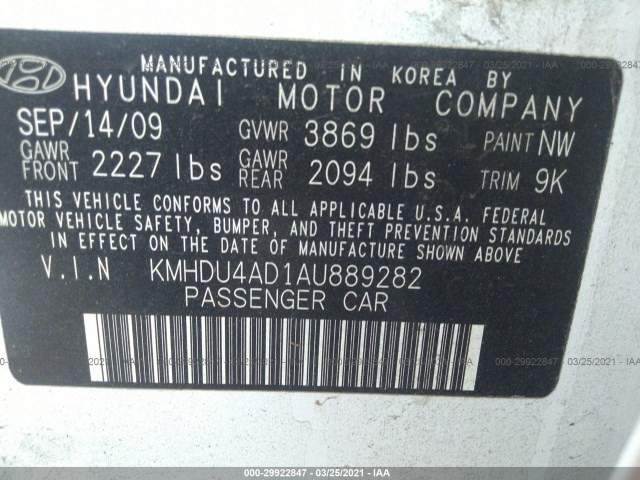 Photo 8 VIN: KMHDU4AD1AU889282 - HYUNDAI ELANTRA 