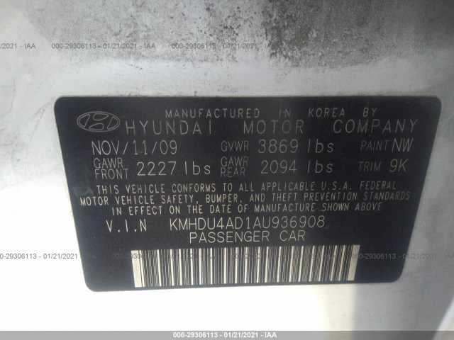 Photo 8 VIN: KMHDU4AD1AU936908 - HYUNDAI ELANTRA 