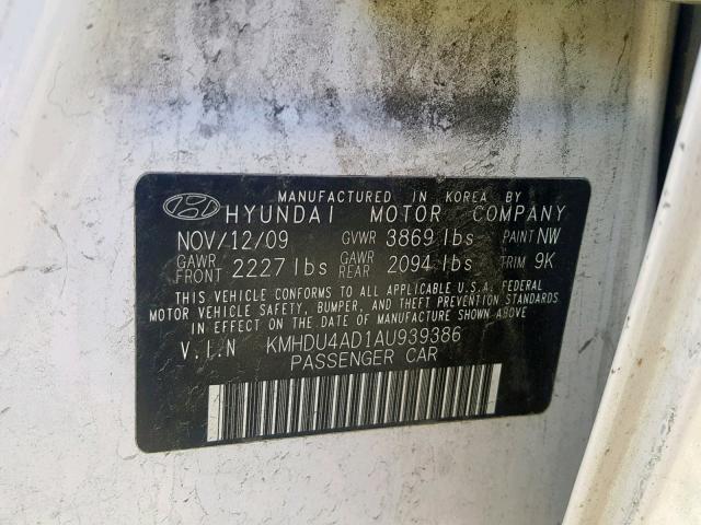 Photo 9 VIN: KMHDU4AD1AU939386 - HYUNDAI ELANTRA BL 