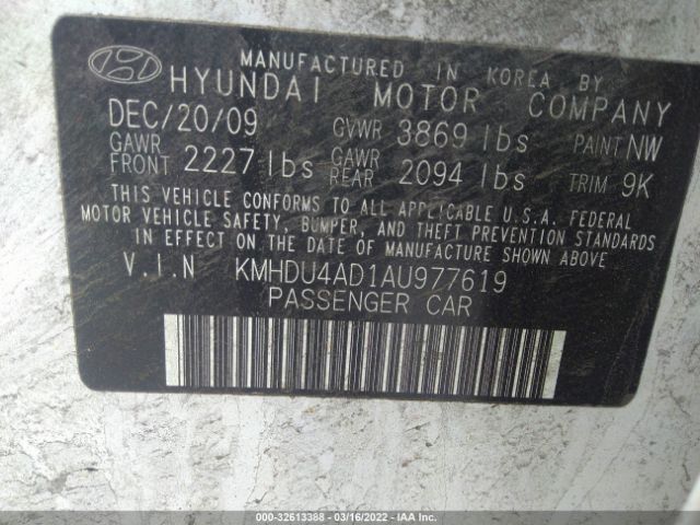 Photo 8 VIN: KMHDU4AD1AU977619 - HYUNDAI ELANTRA 