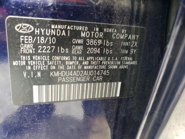 Photo 11 VIN: KMHDU4AD2AU014745 - HYUNDAI ELANTRA 