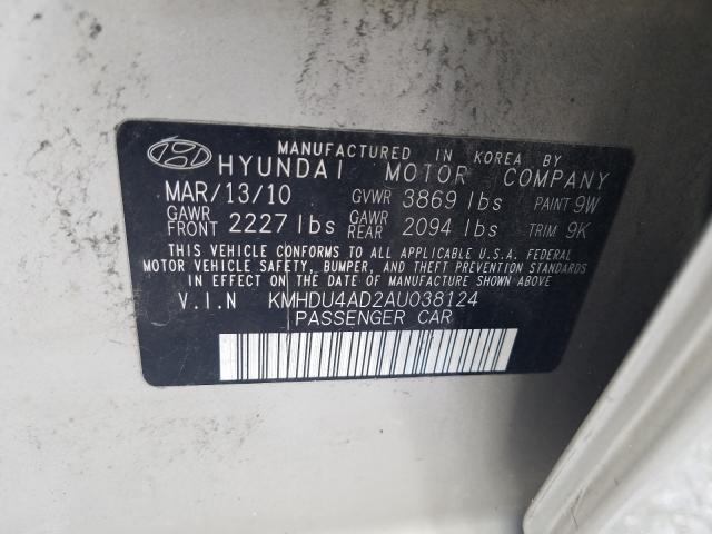 Photo 9 VIN: KMHDU4AD2AU038124 - HYUNDAI ELANTRA BL 