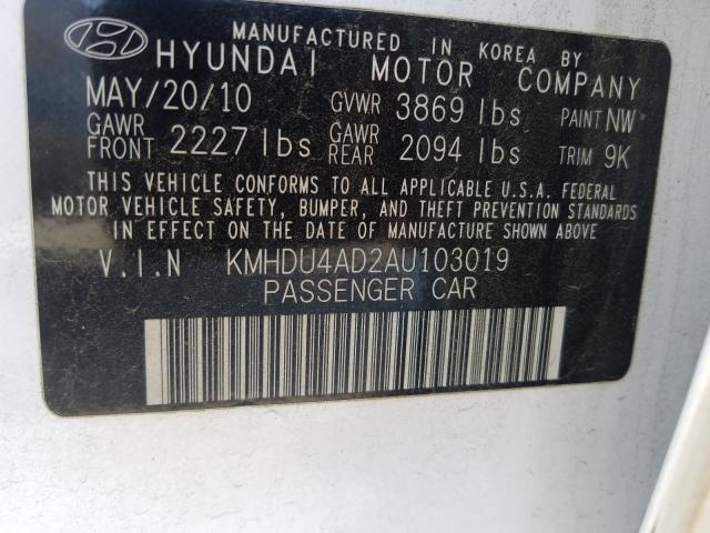 Photo 9 VIN: KMHDU4AD2AU103019 - HYUNDAI ELANTRA BL 