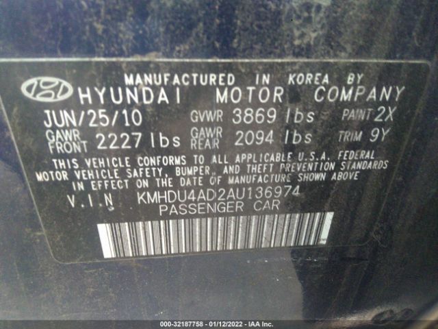 Photo 8 VIN: KMHDU4AD2AU136974 - HYUNDAI ELANTRA 