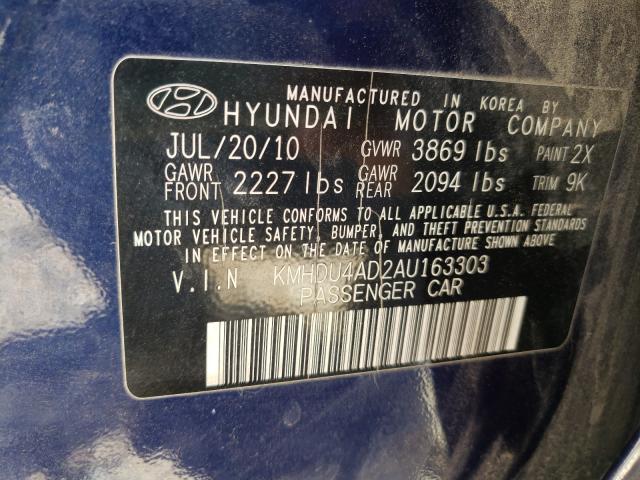 Photo 9 VIN: KMHDU4AD2AU163303 - HYUNDAI ELANTRA BL 