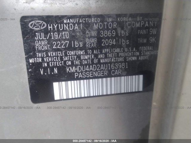 Photo 8 VIN: KMHDU4AD2AU163981 - HYUNDAI ELANTRA 