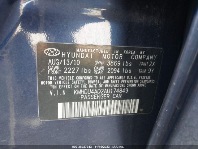 Photo 8 VIN: KMHDU4AD2AU174849 - HYUNDAI ELANTRA 