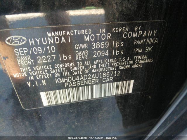 Photo 8 VIN: KMHDU4AD2AU186712 - HYUNDAI ELANTRA 