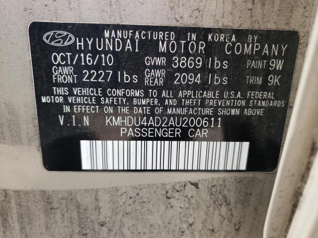 Photo 9 VIN: KMHDU4AD2AU200611 - HYUNDAI ELANTRA 