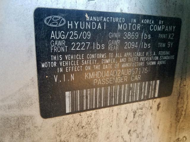 Photo 9 VIN: KMHDU4AD2AU867176 - HYUNDAI ELANTRA BL 