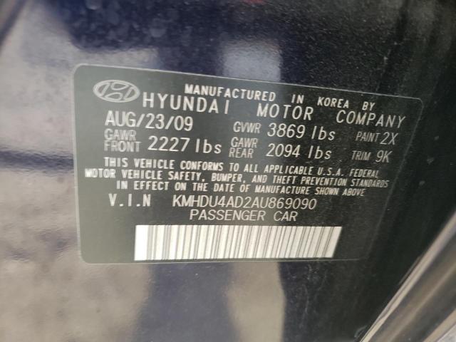 Photo 12 VIN: KMHDU4AD2AU869090 - HYUNDAI ELANTRA 