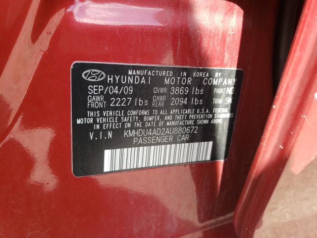 Photo 9 VIN: KMHDU4AD2AU880672 - HYUNDAI ELANTRA BL 