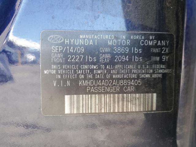 Photo 12 VIN: KMHDU4AD2AU889405 - HYUNDAI ELANTRA 