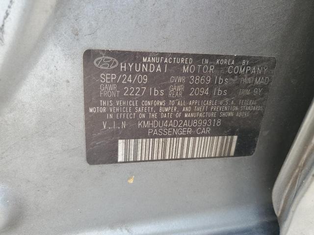 Photo 11 VIN: KMHDU4AD2AU899318 - HYUNDAI ELANTRA 