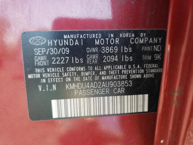 Photo 9 VIN: KMHDU4AD2AU903853 - HYUNDAI ELANTRA BL 