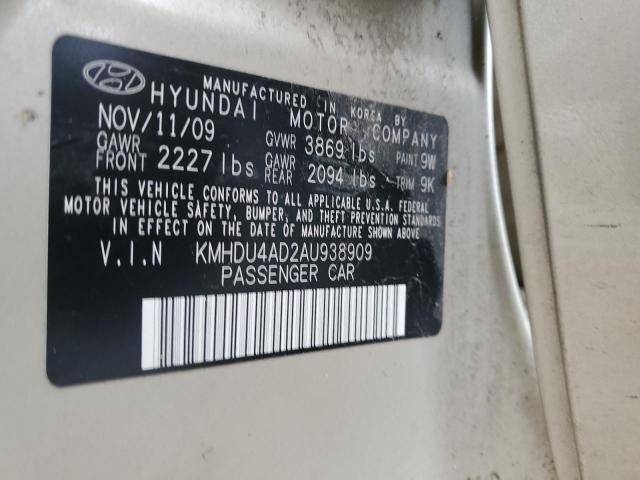 Photo 12 VIN: KMHDU4AD2AU938909 - HYUNDAI ELANTRA 