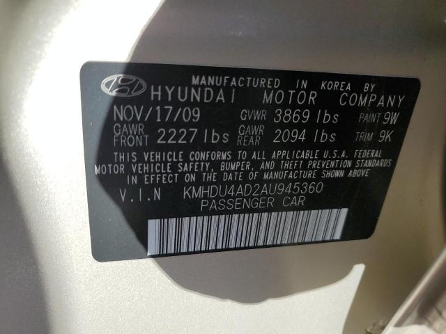 Photo 12 VIN: KMHDU4AD2AU945360 - HYUNDAI ELANTRA 