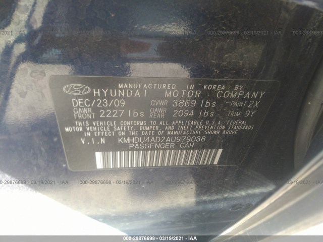 Photo 8 VIN: KMHDU4AD2AU979038 - HYUNDAI ELANTRA 