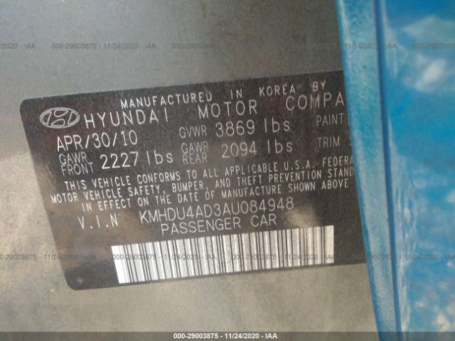 Photo 8 VIN: KMHDU4AD3AU084948 - HYUNDAI ELANTRA 