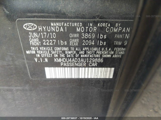 Photo 8 VIN: KMHDU4AD3AU129886 - HYUNDAI ELANTRA 