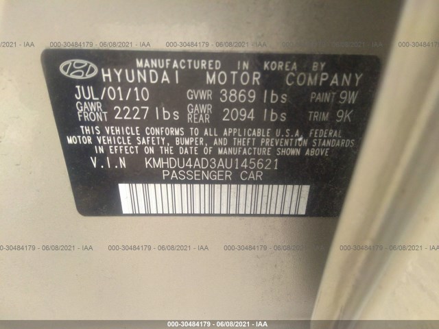 Photo 8 VIN: KMHDU4AD3AU145621 - HYUNDAI ELANTRA 