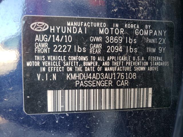 Photo 9 VIN: KMHDU4AD3AU176108 - HYUNDAI ELANTRA BL 