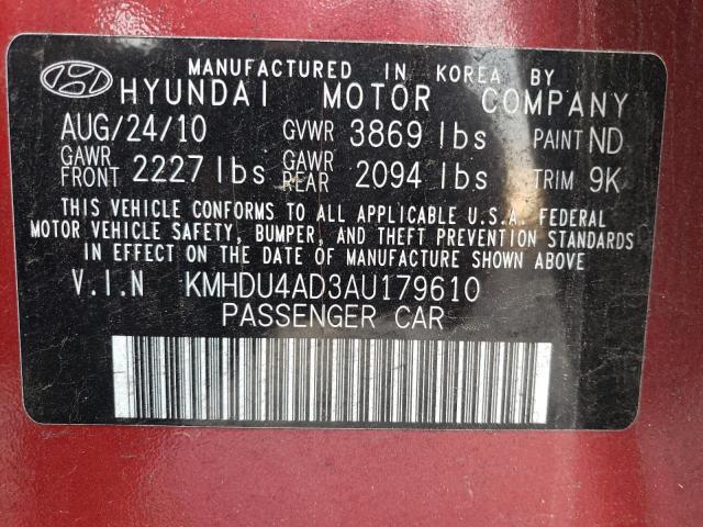 Photo 11 VIN: KMHDU4AD3AU179610 - HYUNDAI ELANTRA 