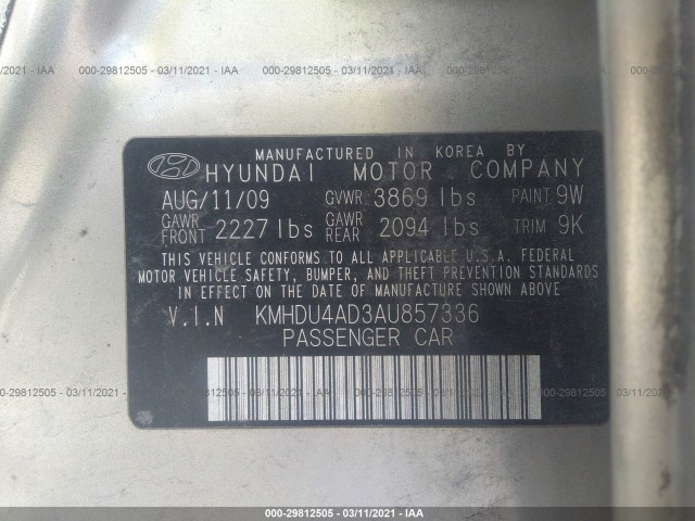 Photo 8 VIN: KMHDU4AD3AU857336 - HYUNDAI ELANTRA 