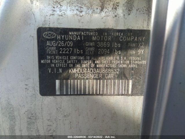 Photo 8 VIN: KMHDU4AD3AU868532 - HYUNDAI ELANTRA 