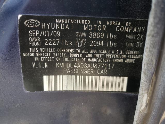 Photo 9 VIN: KMHDU4AD3AU877117 - HYUNDAI ELANTRA BL 