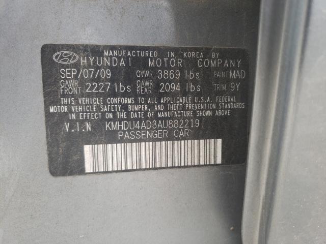 Photo 9 VIN: KMHDU4AD3AU882219 - HYUNDAI ELANTRA BL 