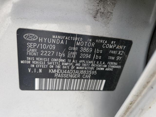 Photo 11 VIN: KMHDU4AD3AU883595 - HYUNDAI ELANTRA 