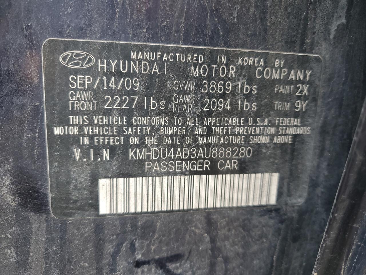 Photo 11 VIN: KMHDU4AD3AU888280 - HYUNDAI ELANTRA 