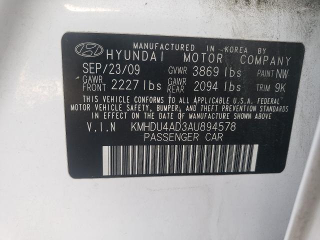 Photo 9 VIN: KMHDU4AD3AU894578 - HYUNDAI ELANTRA BL 